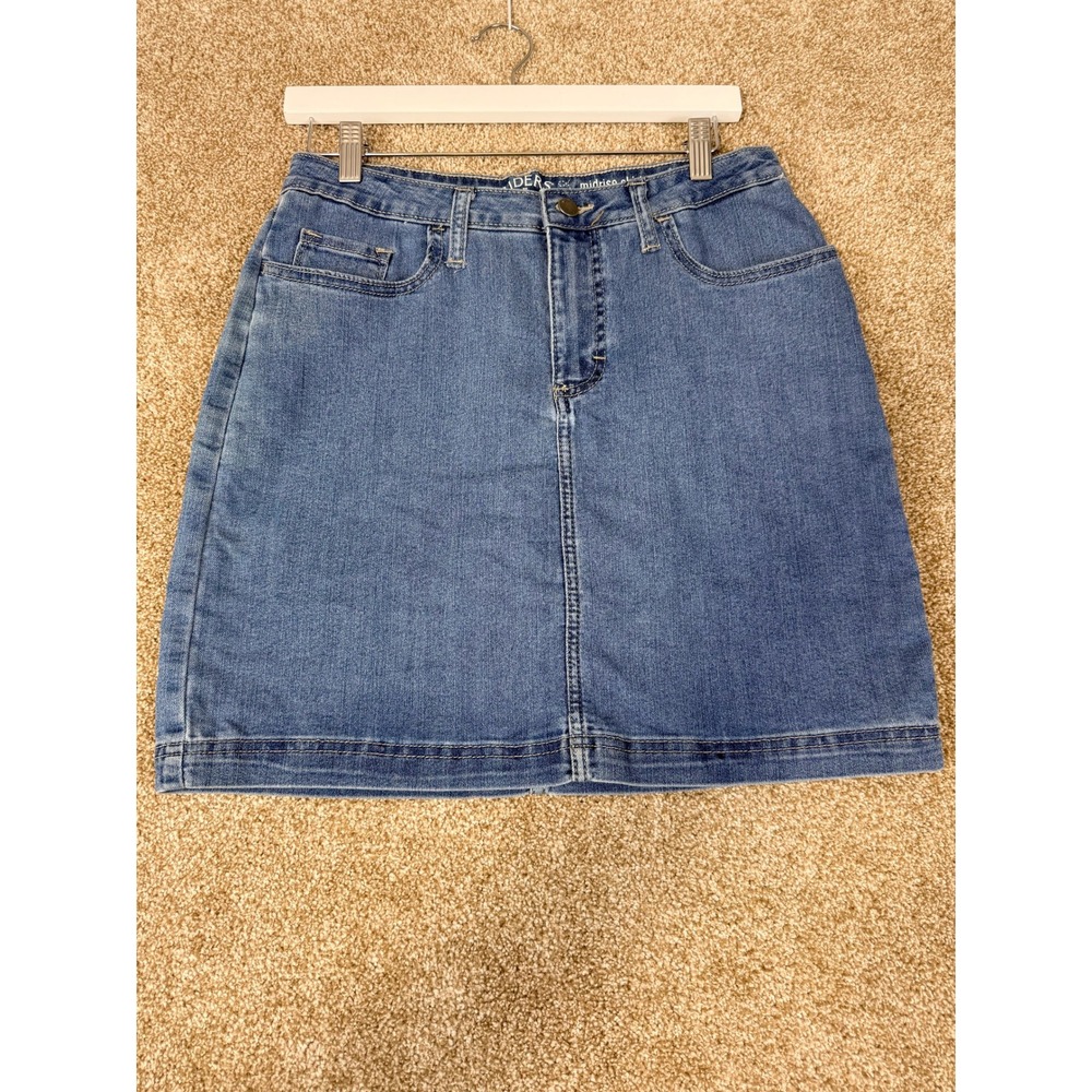 Riders by Lee Womens Midrise Denim Jean Skirt Medium Wash Blue 8M 8